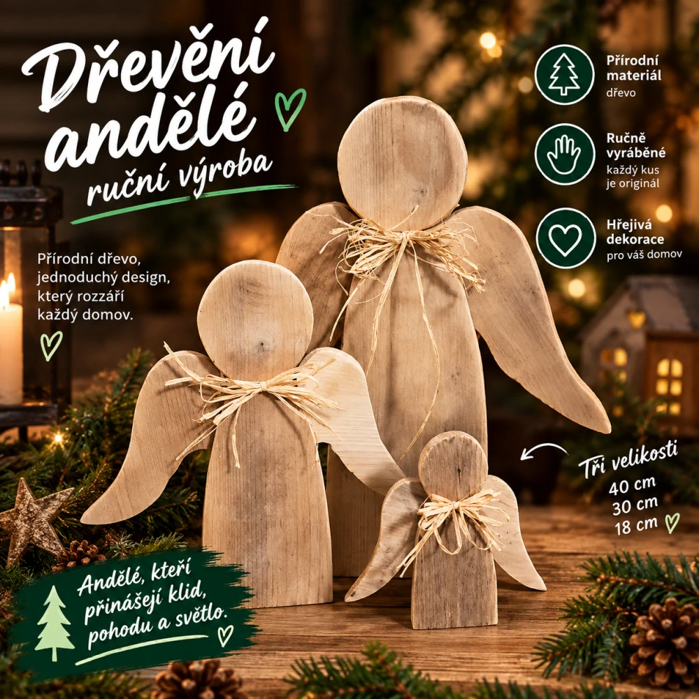 Anděl dřevěný sada