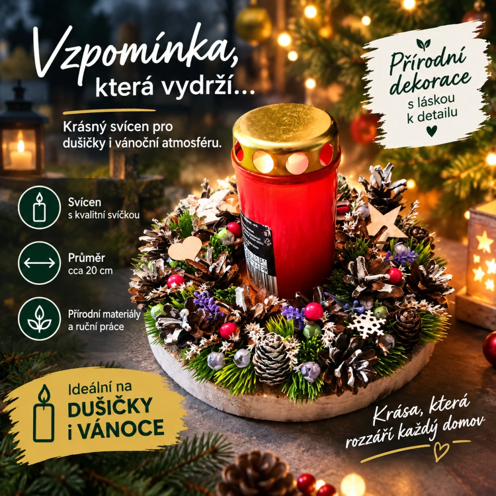 šiškový svícen 20 - 25 cm pietní