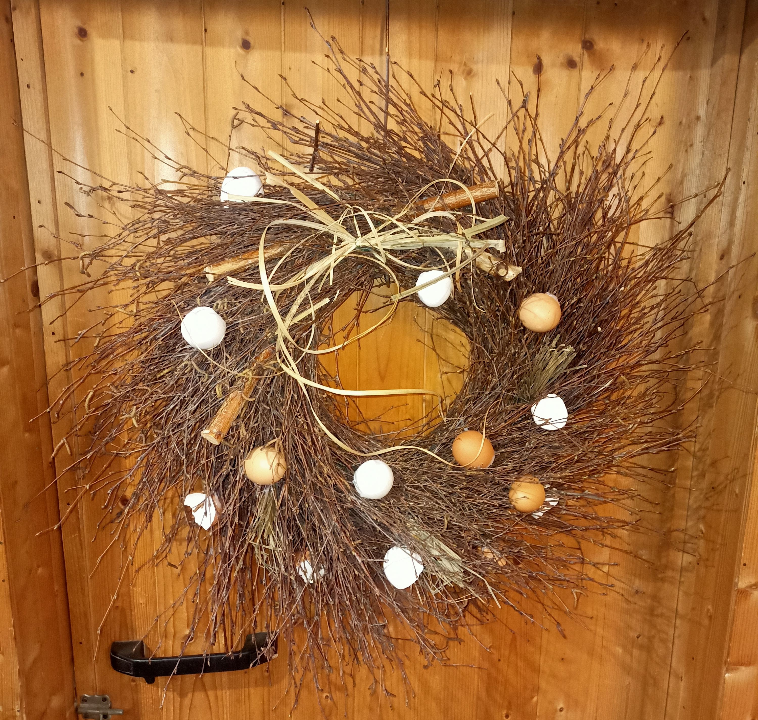 Věnec březový velikonoční zdobený 60cm+